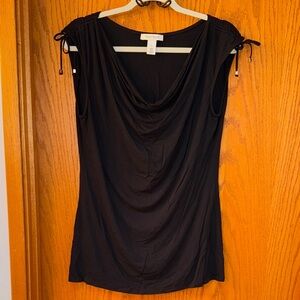 White House Black Market Black Draped Blouse